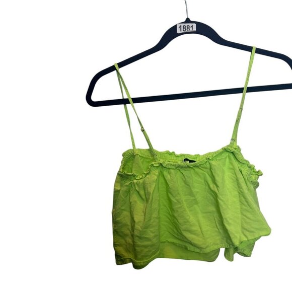 WeWoreWhat Lime Green Ruffle Crop Top Size Large - Picture 2 of 2